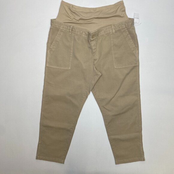 GAP Maternity Tan Khaki Elastic Belly Chino Pants - Picture 1 of 8